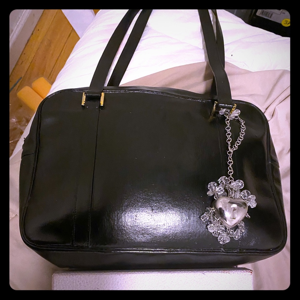 Christian Dior black leather bag with charm